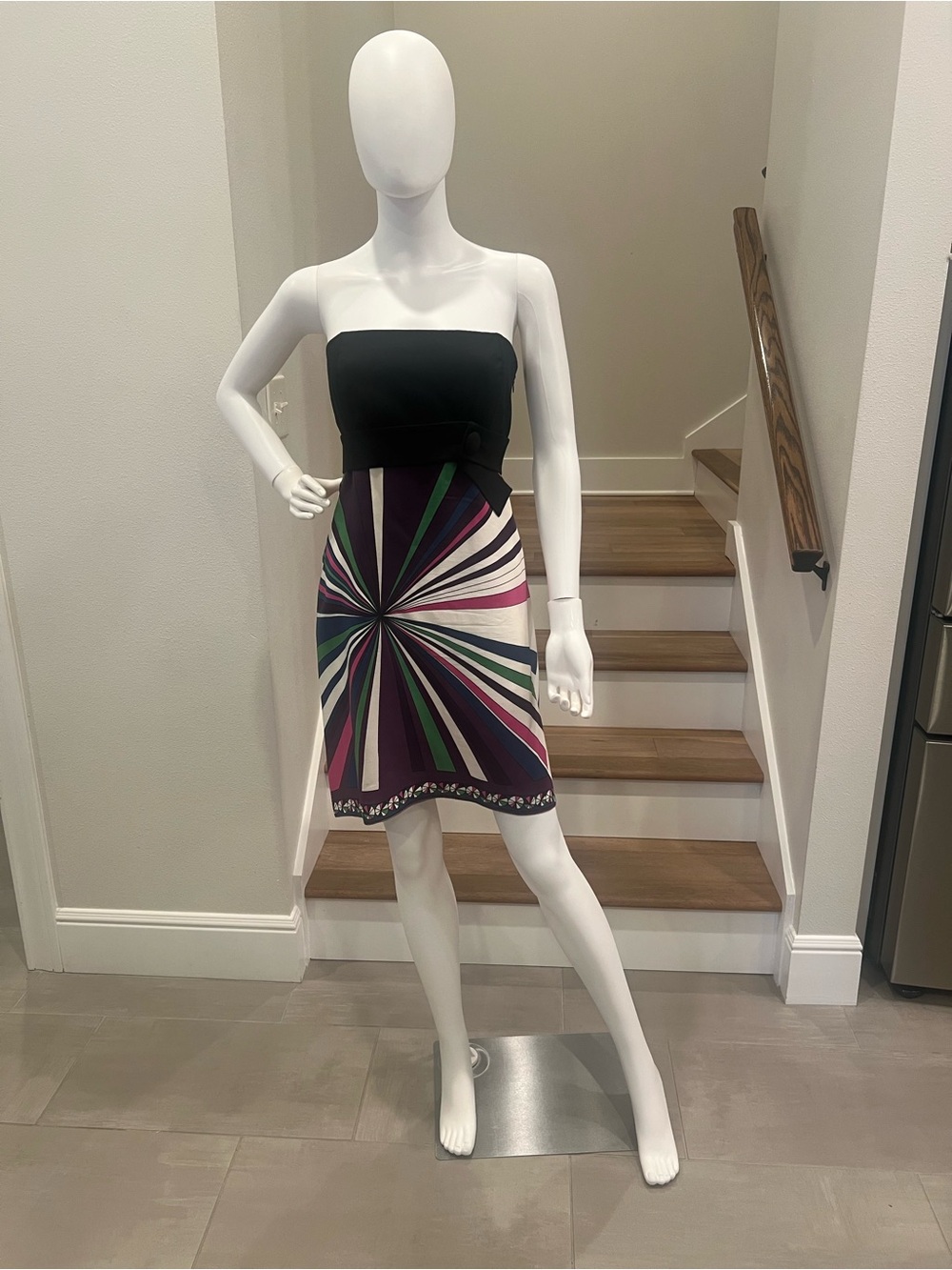 Strapless Multi-Color Starburst Print Dress